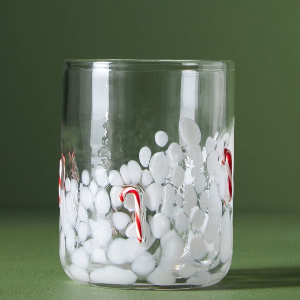 Anthropologie‎ ICON CANDY CANE juice glass festive glass